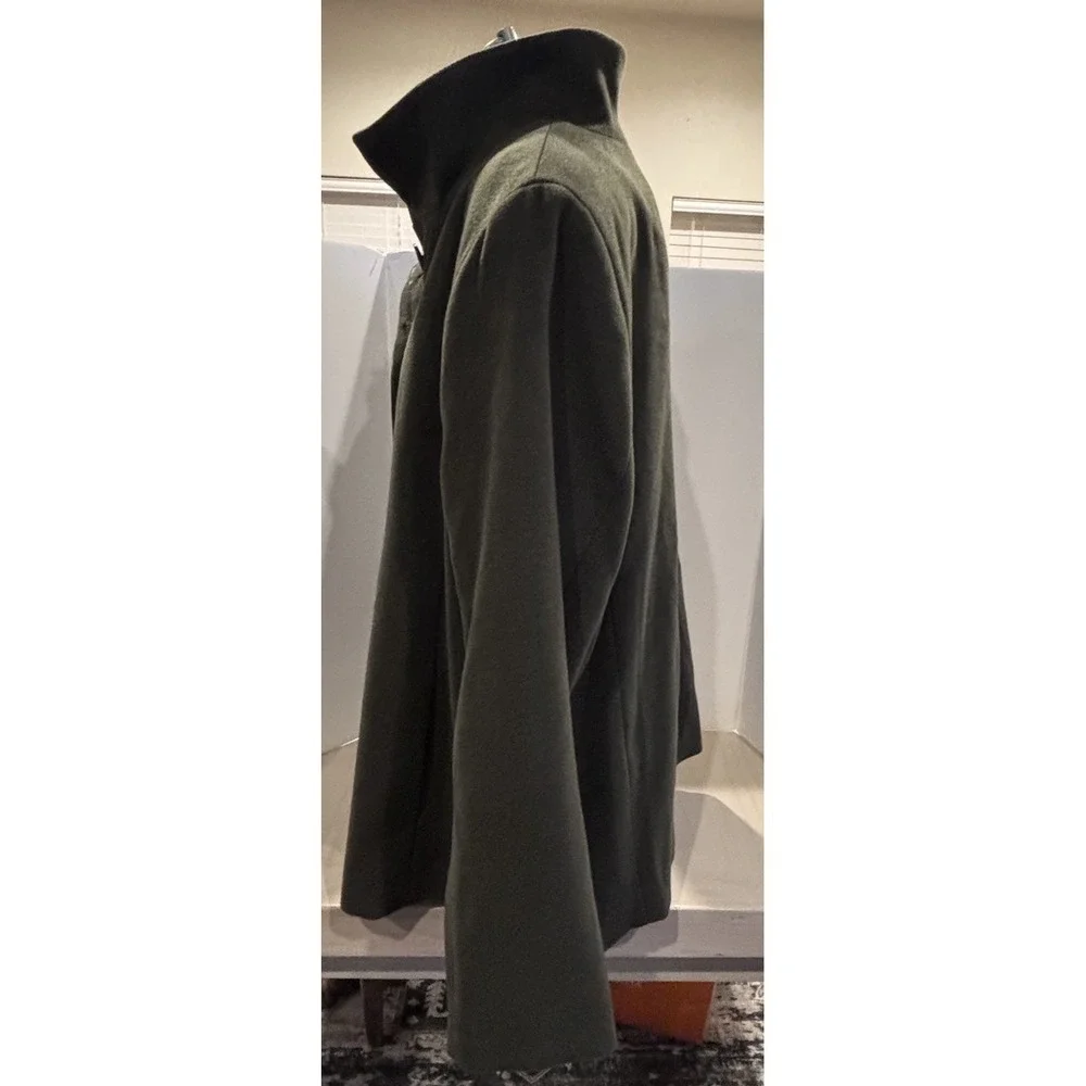 Lands End Womens Plus 18W Olive Green Peacoat Lined Hidden Button‎ Front Coat